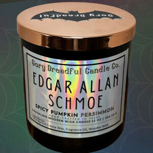 Edgar Allan Schmoe Crackling Wooden Wick Candle: Spicy Pumpkin Persimmon Scent